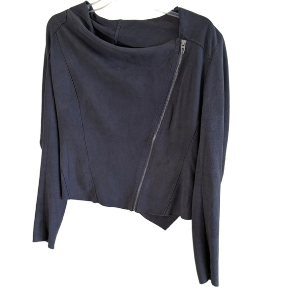 BlankNYC Asymmetrical Zip Drape Front Faux Suede Jacket Small - Picture 4 of 10